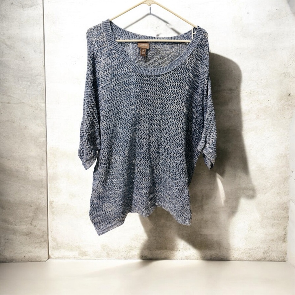 Chico's Heathered Gray/ blue Scoop Neck Sweater